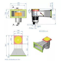 Skimmer boca ampliacion tapa cuadrada Astralpool para piscina liner