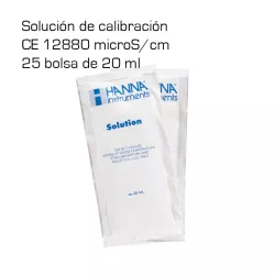 Solución Hanna calibración CE 12880 microS/cm (25 bolsas de 20 ml)