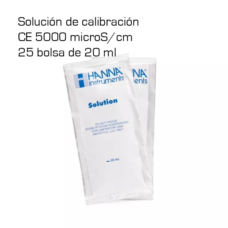 Solución Hanna calibración CE 5000 microS/cm (25 bolsas de 20 ml)