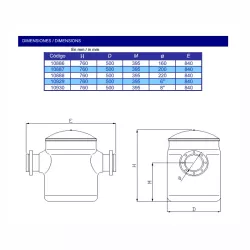 Prefiltro bomba piscina en poliéster + FV  60 l. Astralpool Ø 160mm.