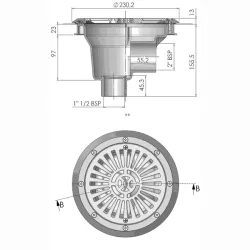 Sumidero circular D. 200 con rejilla plana