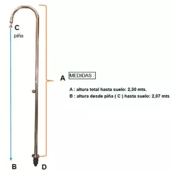 Ducha piscina modelo bastón con 1 rociador AISI 316