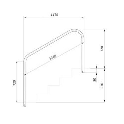 Pasamanos para piscina para empotrar de 1.220 mm. AISI-316