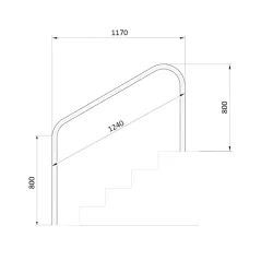 Pasamanos para piscina con pletinas de 1.220 mm.