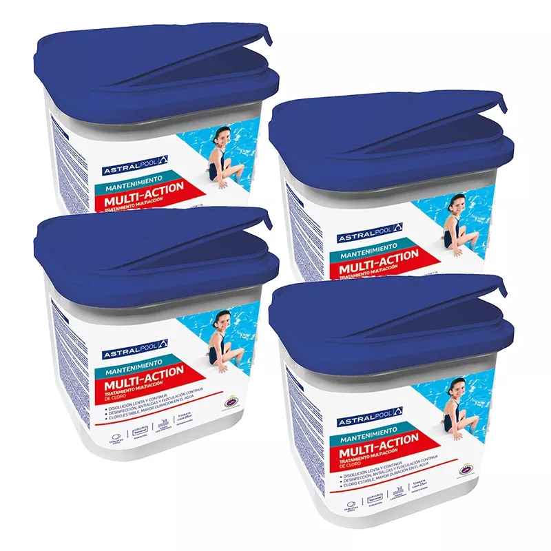 Multiacción en pastillas de 250 gramos Astralpool en 5 kg - Pack de 4 envases