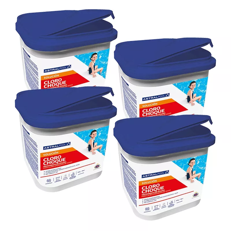 Dicloro granulado 55% Astralpool en 5 kg - Pack de 4 envases