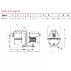 Espa Pompe de piscine à vitesse variable Noxplus 1 HP