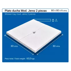 Plato ducha para piscina 80 x 80 x 6 cm (en 2 piezas) modelo Jerez