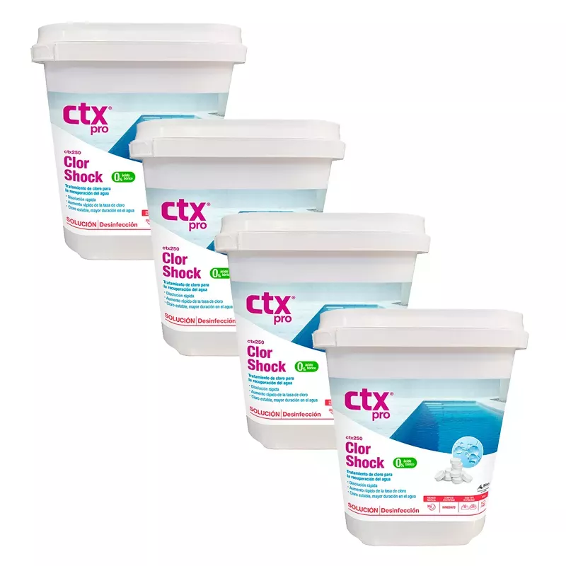 Tablettes de chlore rapide CTX 250 en 5 kg - Pack de 4 conteneurs