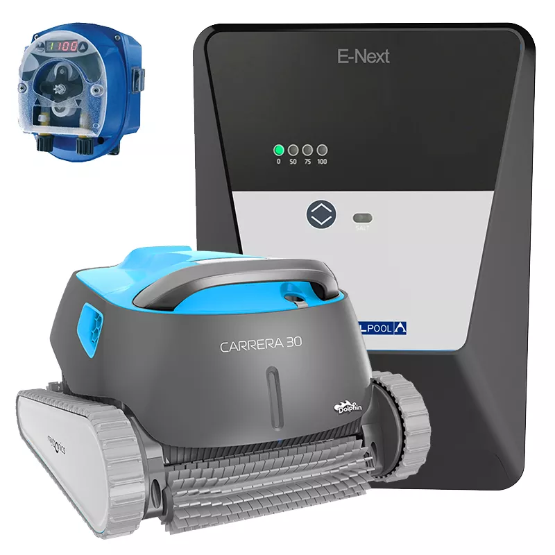 Clorador Astralpool E-Next 21 + Regulador de pH Seko Dinamik + Dolphin Carrera 30