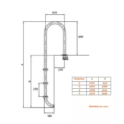 Escalera piscina Muro 2 Peldaños