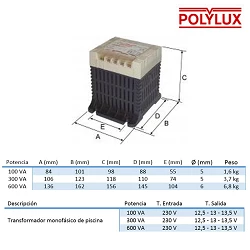 Transformador piscina Polylux 100W