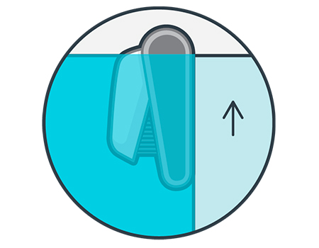 Está especialmente diseñado para la limpieza de fondo, paredes y línea de flotación de piscinas.
