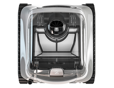 La tapa transparente facilita la visualización de los residuos recogidos por el filtro.