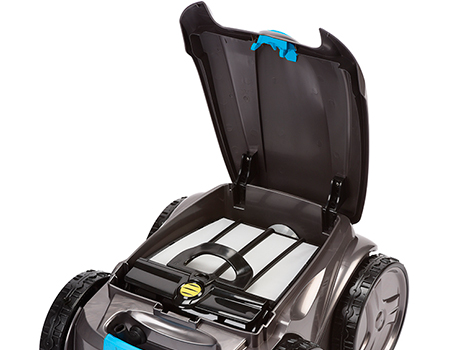 Il filtro è accessibile dall'alto, il che ne semplifica l'uso e la gestione. Il filtro ha una capacità di 5 litri.